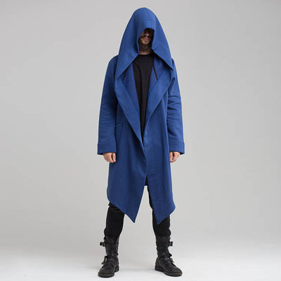 2022 autumn and winter new men&#39;s coat medium long coat cardigan Cape Hooded Sweater