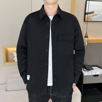 2022 New Fall Twill Lapel Shirt Brand Casual Long Sleeve Personality Pocket Coat Loose Cargo Top