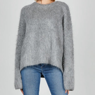 Women's Sweater O-neck Loose Solid Color Jumper Female Pulls