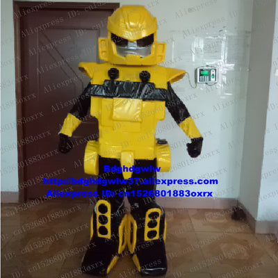 Yellow Robot Automaton Mascot Costume Adult Cartoon Character Outfit Suit Birthday Congratulations Image Promotion zx2326