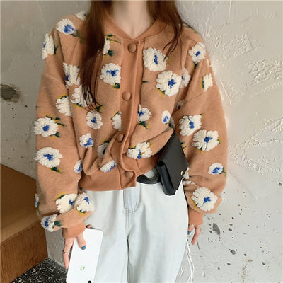 Neploe Floral Jackets Vintage Crop Puff Sleeve Jacket Women Autumn Winter Clothes Korean Fashion Coats Female Tops Outwear