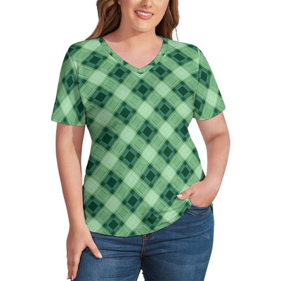 Abstract Geometry T-Shirt Multi-Color Line Print Cute T Shirts V Neck Short-Sleeve Tops Ladies Street Fashion Tees Plus Size 5XL