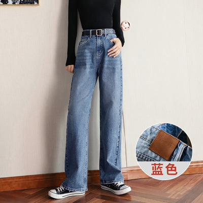 2022 Straight chimney Wide-leg jeans women's loose high waist summer thin section slim straight trousers