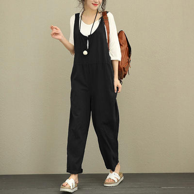 7 Colors Cotton Linen Rompers Spring Autumn Women Jumpsuits Vintage Sleeveless Backless Overalls Strapless Playsuits