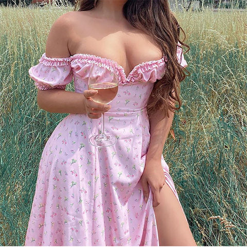 Spring New Temperament Split Off Shoulder Bra Dress Fashion Women Leisure Party Club Dress Summer Sun Dress New Arrival 2022