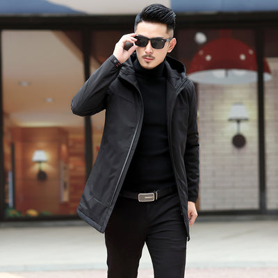 2021 New Arrival Winter Style Men Boutique Solid Trench Coat High Quality Hooded Hat Men's Zippers Leisure Jacket Overcoat M-3XL