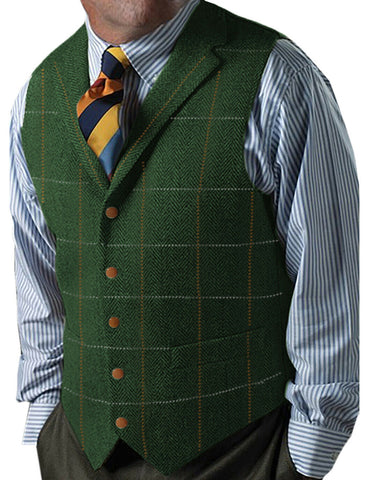 Men&#39;s Suit Vest Steampunk Style Tweed Retro Male Waistcoat Western Cowboy Wool Sleeveless жилет мужской