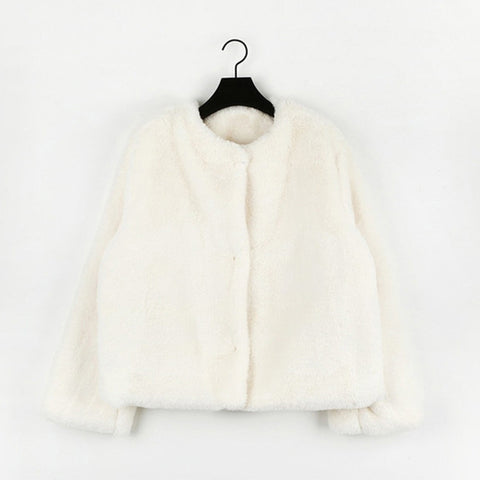 2022 Autumn Winter Female Parka Imitation Rex  Fur Coat Women's Fashion Short Small Artificial Lazy  Fur Jacket Warm