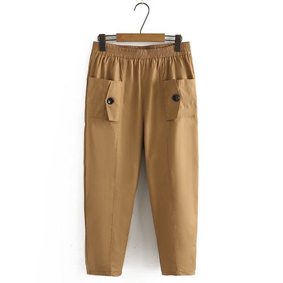 Plus Size XL-4XL Women's Harem Pants Elastic Waist Solid Color Ankle Spring Summer Trousers