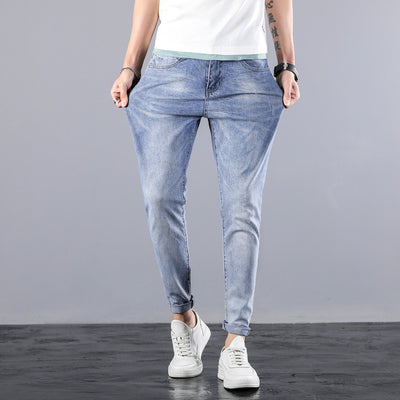 Jeans Men New daily Korean Street Style Straight Elasticity Pants Tight personality Harajuku soft Trend Mens thin Jeans Brand