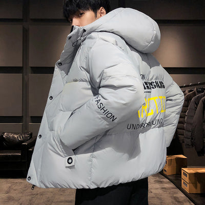 Men's Coat Winter Korean Style Cotton-padded Jacket Personality Trend Loose Thick Handsome Youth Warm Solid Color Outwear