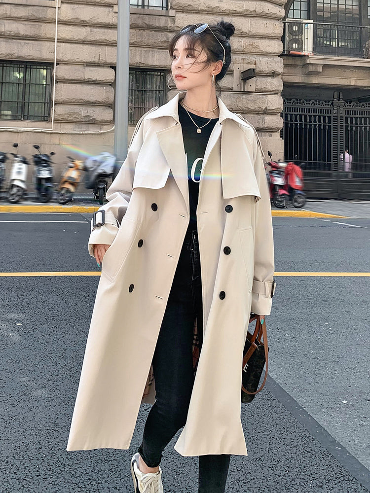 Fashion New Double-Breasted Long Women Trench Coat Spring Autumn Outerwear for Lady Clothing