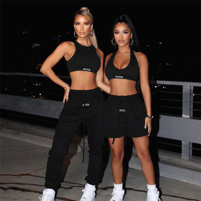 sexy low-cut top workout set 2 pc set for women yoga sets women gym clothes work out clothing women ounge wear set sports bra