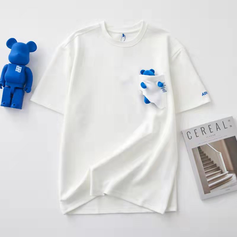 Ader Pocket Bear Men and Women with The Same Short-sleeved Design Loose Half-sleeved Casual Couple T-shirt Vintage Clothes