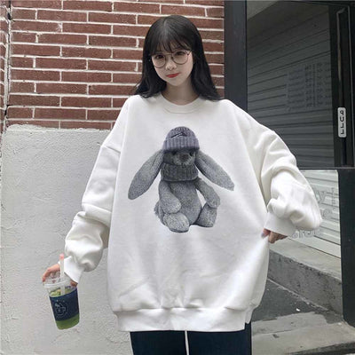 Spring Autumn Cute Bear Print Sweatshirt Kawaii Hoodies Women Top Clothes Hoody Female