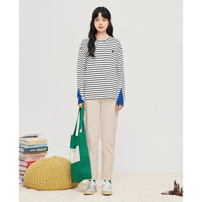 Toyouth Women Sweatshirts 2022 Autumn Long Sleeve Splicing O Neck Hoodies Blue and White Stripes Casual Streetwear Pullover