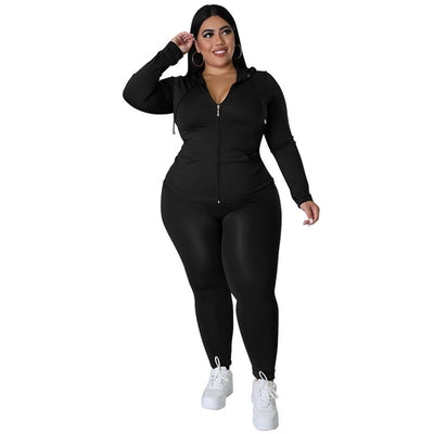 Wholesale Jogger Suit 2022 Fall Casual Women Sport Outfit Solid 2 Piece Set Hooded Jacket + Pant Long Sleeve Lady Tracksuit 8195