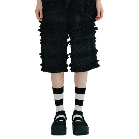 imakokoni original 2022 spring/summer summer cool crumpled velvet lace shorts Patchwork loose casual pants for women