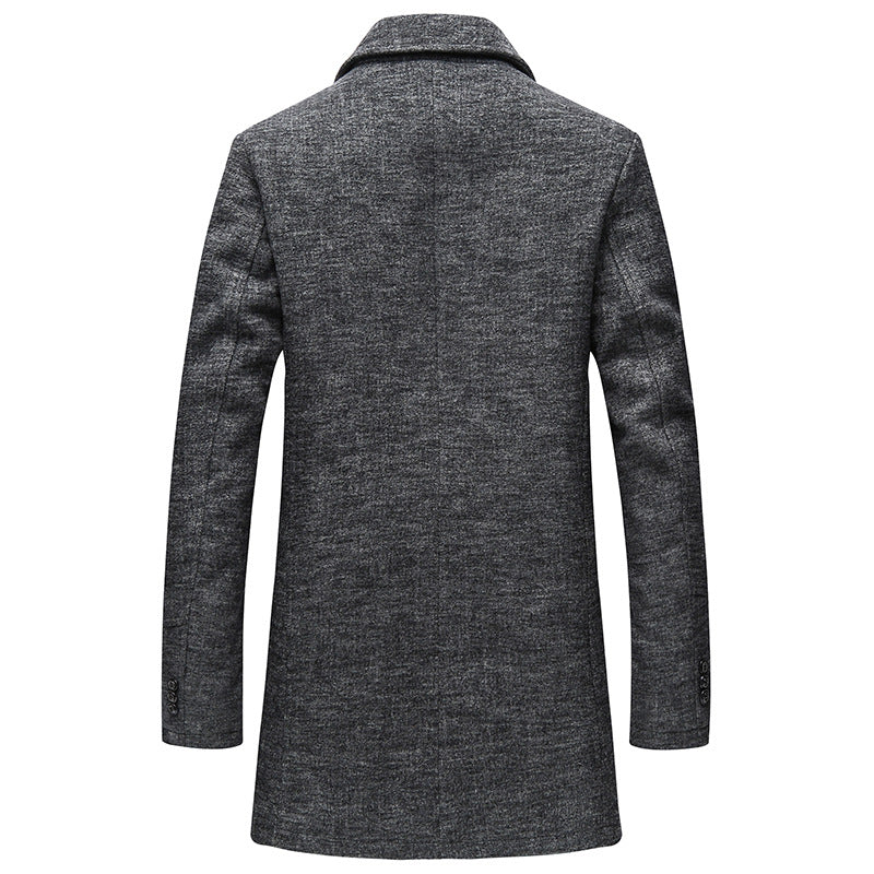 2021 Long Jackets &amp; Coats Single Breasted Casual Mens Fashion Men Thicken Woolen Long Overcoat High Quality Slim Coat