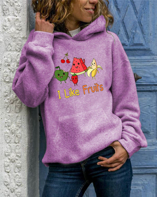Candy Color Plus Velvet Sweatshirt Hoodie Long Sleeve Women Printing Loose Hoodies Women Crewneck Sweatshirt Streetwear
