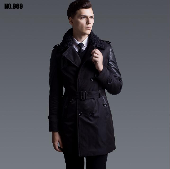 British style warm winter new designer double breasted trench coat men overcoat thicken mens clothing outerwear casaco masculino