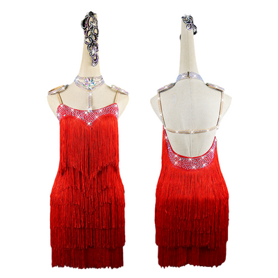 Yellow Latin Dance Dress Sexy Latin Skirt Competition Dresses Costumes Performing Sparkly Fringed Dress Adult Customize Children