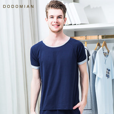 Summer Men Pajamas Sets Tops+Shorts Sleepwear Short Sleeve Casual For Men Nightwear Cotton Suits Men's Home Wear