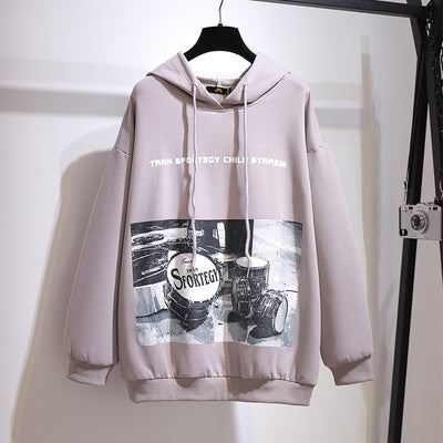 New 2021 Spring Autumn Plus Size Women Clothing Hoodie Large Long Sleeve Loose Cotton Print Sweatshirt Coat 3XL 4XL 5XL 6XL 7XL