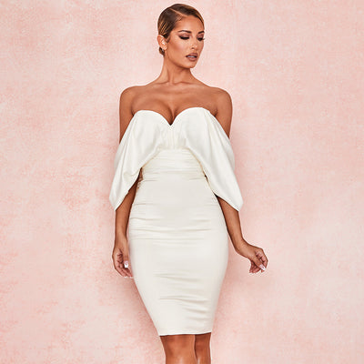 WEISSES, TRAGERLOSES SATINKLEID Sexy Dresses Party Night Club Dress 2022 white dress bodycon dress summer dress