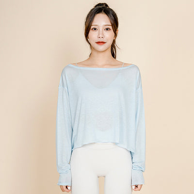 Quick Dry Sports Tops For Gym Women Long Sleeve Open Back Fitness Yoga Shirts Loose Activewear Exercise Running T-shirts