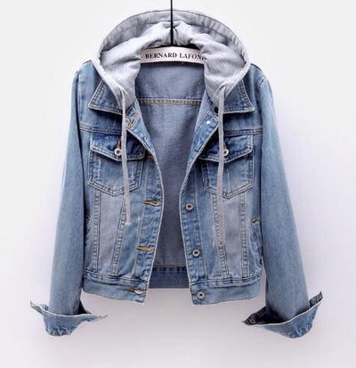 Spring Denim Jacket Women Hoodie Boyfriend Jean Coat Streetwear Vintage Autumn Harajuku Basic Outerwear ED463