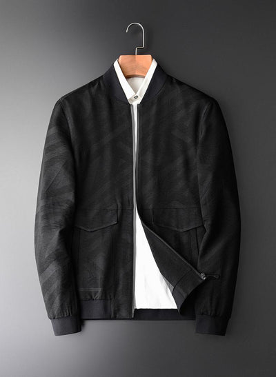 Male Jacket Fashion Yarn Dyed Baseball Collar Mens And Coats Hight Quality Autumn Slim Fit Zipper Jackets Man