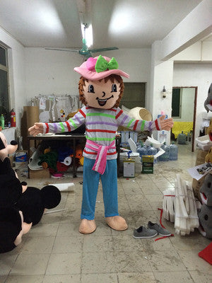 Strawberry Girl Mascot Costumes Cartoon Character Adult Mascot Walking Actor Strawberry Shortcake Costumes Free Shipping