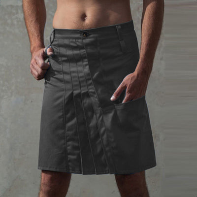 Mens Fashion Casual Scottish Style Retro Solid Pocket Pleated Skirt Toddler Little Boy Apparel