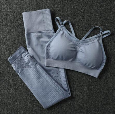 Yoga Set Women Bra Leggings Seamless Fitness Gym Workout Sexy Sports Suits Clothing Sportswear Padded Push-Up