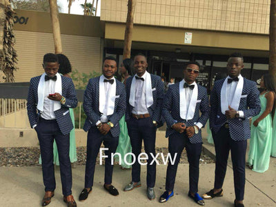 Slim Fit Groomsmen Shawl White Lapel Groom Tuxedos Navy Blue/Black Men Suit Wedding Best Man (Jacket+Pants+Tie)