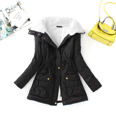 2021 Winter Cotton Coat Women Slim Snow Outwear Medium-long Wadded Jacket Thick Cotton Padded Warm Cotton Parkas