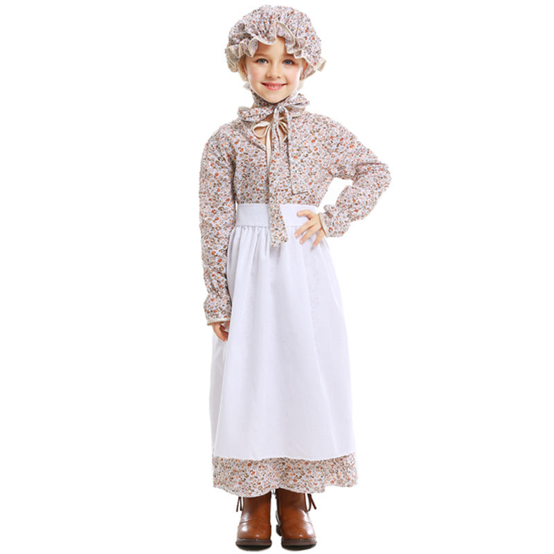 Parent-child wear children girl maid Little Red Riding Hood wolf grandma costumes fairy tale theme clothing garden farm skirt