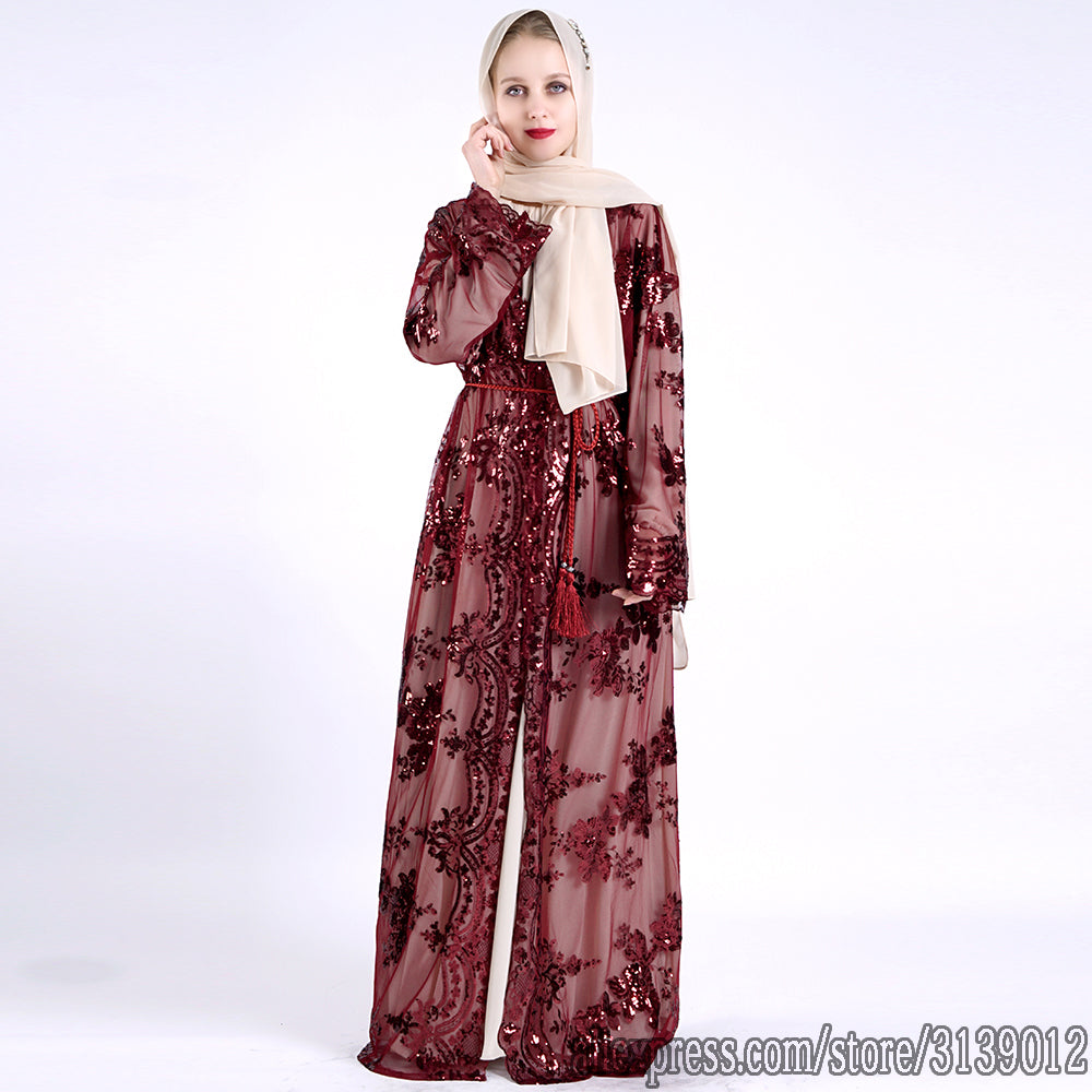 Caftan Marocain Kaftan Kimono Femme Musulmane Eid Open Abaya Dubai Turkey Muslim Cardigan Dress Islam Clothing Abayas For Women