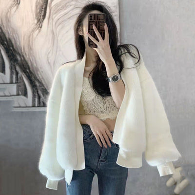 Winter 2021 New Imitation Mink Hair Jacket Womens Plush Cardigan Fashion Fur Coat Jackets V-neck Casual Chic Faux Fur Overcoats