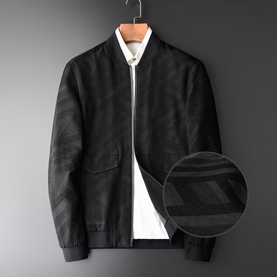 Male Jacket Fashion Yarn Dyed Baseball Collar Mens And Coats Hight Quality Autumn Slim Fit Zipper Jackets Man