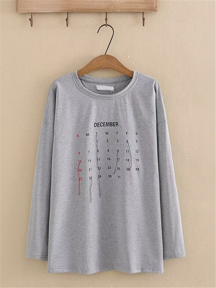 Plus Size Women&#39;s Clothing Long Sleeves Crew Neck T-Shirt Knitted Cotton Fabric T-Shirt Large Size Top In Spring And Autumn 5XL
