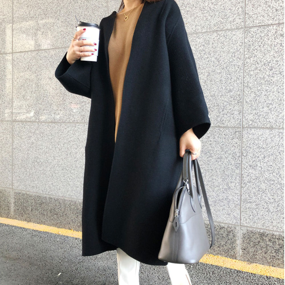 Women&#39;s 2021 Autumn/winter New Coat Temperament Commuter Solid Color Korean Style Straight Loose Windbreaker Jacket