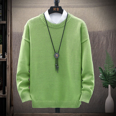 Mens Casual Streetwear Harajuku Sweater Vintage Retro Knitted Sweater 2021 Autumn Cotton Pullover man