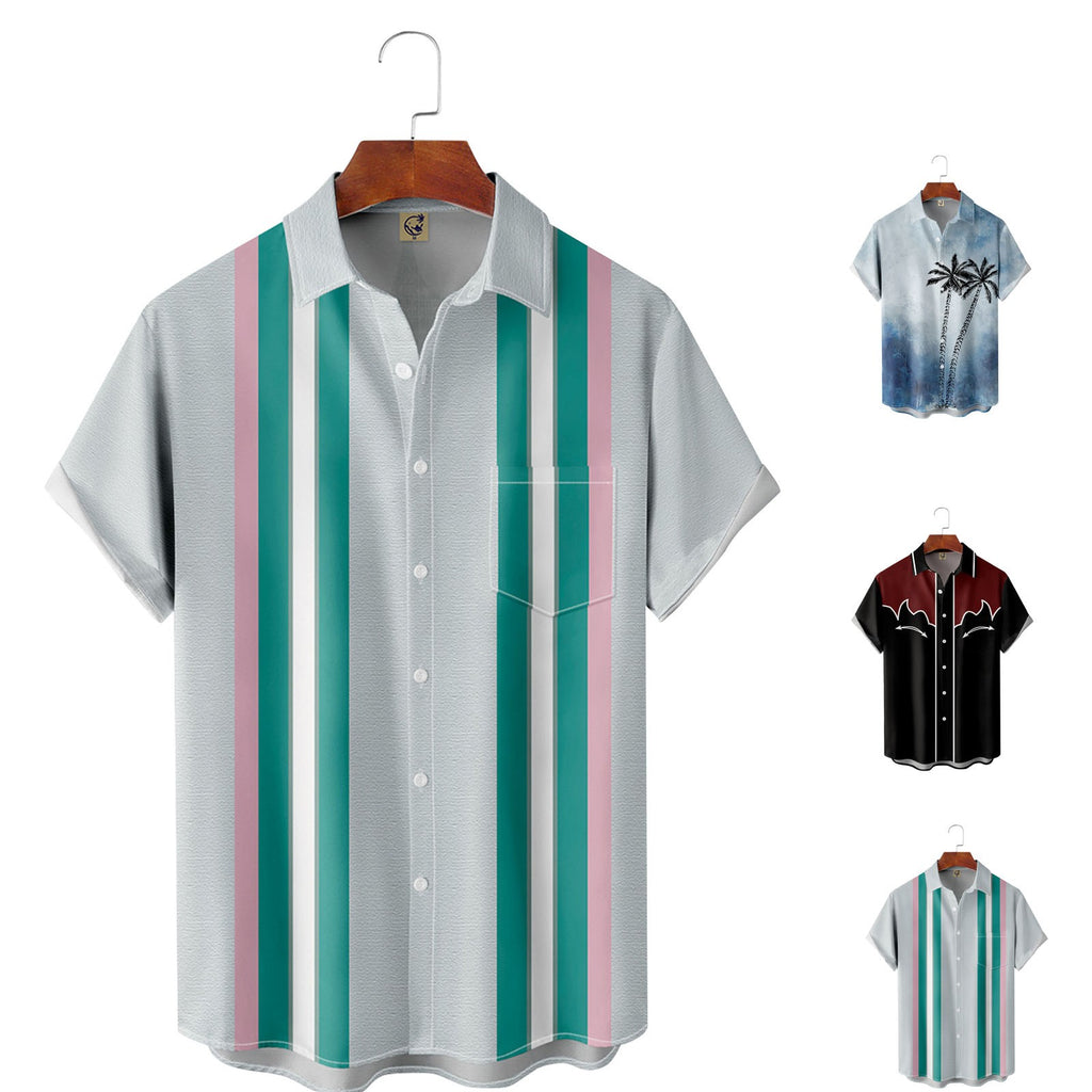 Large Neck Shirt Men Mens Printed Hawaiian Shirts Short Sleeve Button Down Beach Shirts Sport T Shirt Bodysuit Short Sleeve