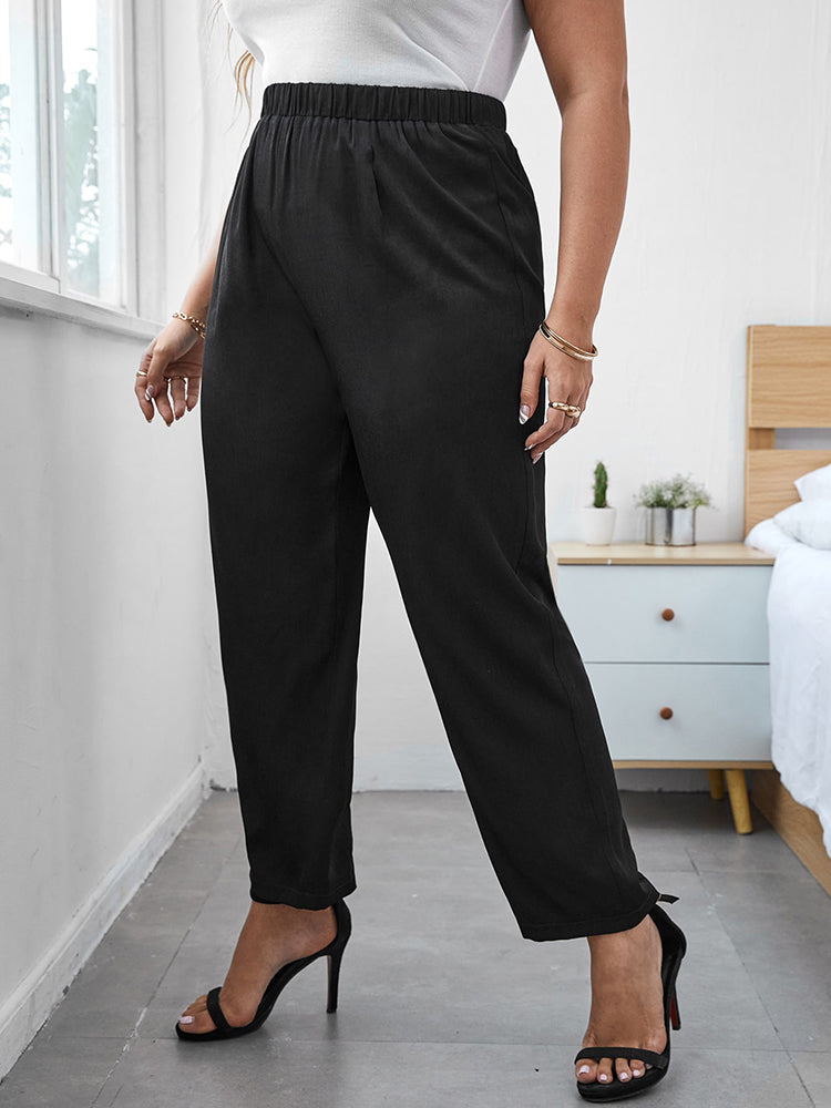 TOLEEN 2022 Spring Summer Outfits Fashion Women&#39;s Large Plus Size Elastic Pants Black Casual Formal Trousers Oversized Clothing