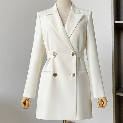 Women's Spring Autumn Blazer Office Lady Elegant Solid Double Button Suit Coats 2022 New Jacket Female Graceful Work Clothing