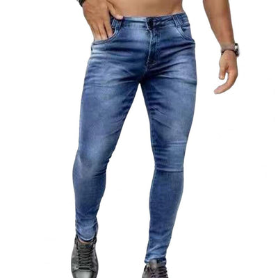 Stylish Men&#39;s Denim Trousers Slim Skinny Pockets Jeans Pants Casual Men Solid Color Slim Straight Denim Pants pantalones hombre