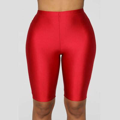 Women Yoga Shorts Workout Spandex Leggings Knee Length Stretch Biker Bike Short Trousers Women Summer Slim Shorts Womens