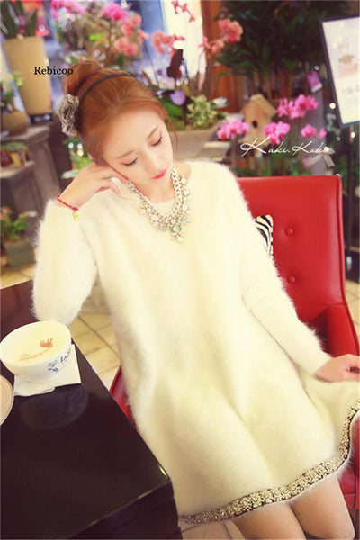 New real mink cashmere sweater women pure cashmere pullovers winter  mink cashmere sweater with diamond
